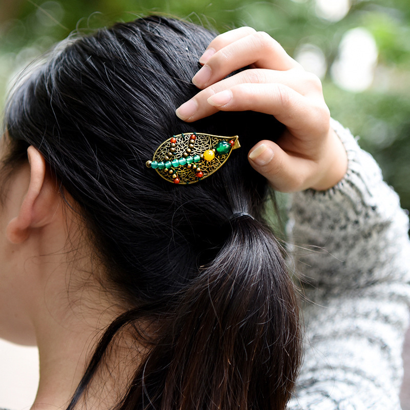 Title 3, Forcina per capelli femminile in foglia con fib...