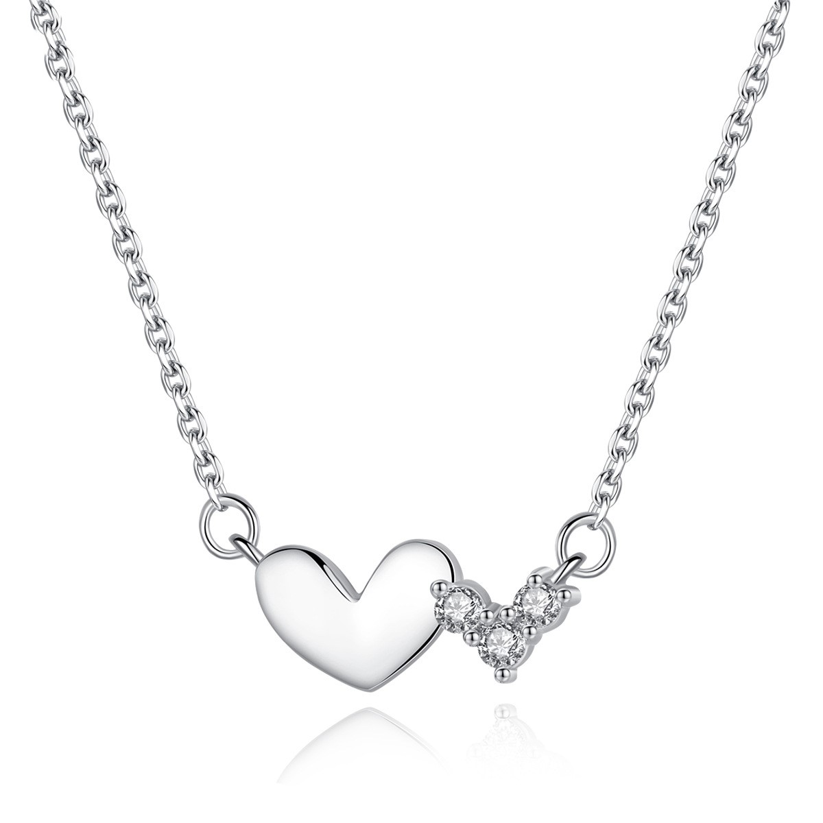 Sterling Silver Korean Heart-Shaped Women's Clavicle Pendant