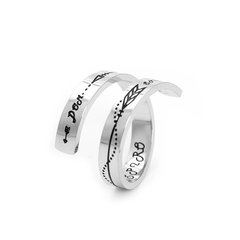 Popular Fashion Personality Titanium Steel Jewelry Engraving Double-layer Titanium Steel Ring