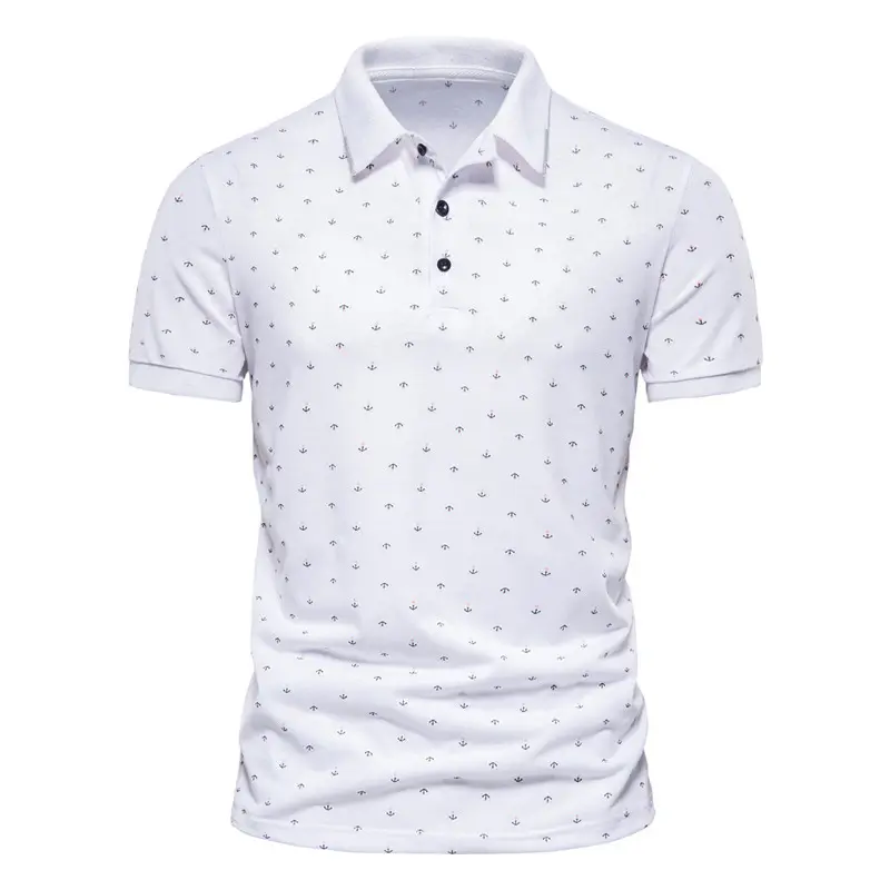 Summer New Casual Slim Men's Fashion Anchor Print Short-sleeved