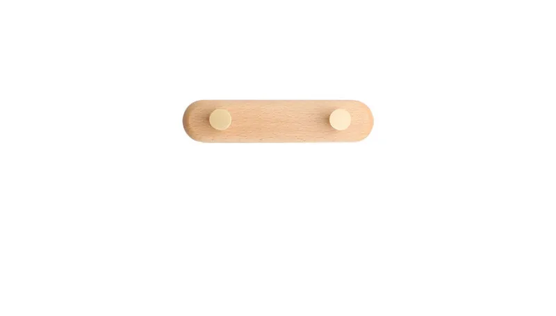 Nordic Brass Clothes Hook Wooden Hook Porch A Row Of Clothes Hat Rack Bedroom Wall Hanging Black Walnut Clothes Hook - Wood 2Hooks
