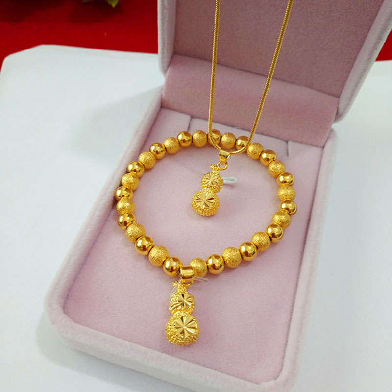 Small Gourd Gold-Plated Necklace Sand Gold