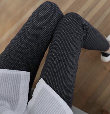 Women's Black And White Vertical Stripes Leggings Slim High Waist Pants
