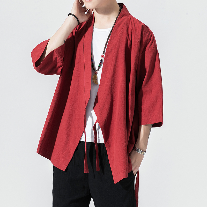 Three-Quarter Sleeves Retro Hanfu Cardigan Robe Tang Suit Jacket