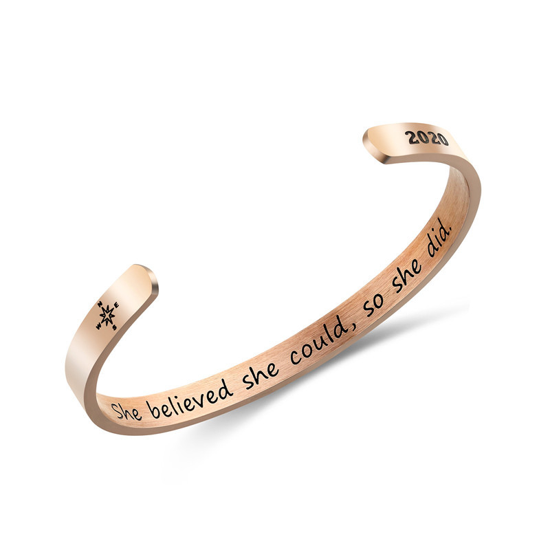 Lettering Bracelet Bracelet SO SHE DID6mm Titanium Steel Bracelet