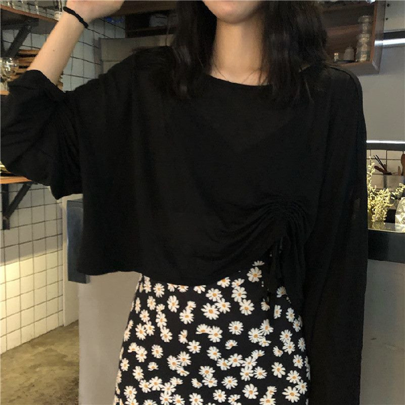 French First Love Loose And Thin Ins Long-Sleeved T-Shirt Fashion Suit