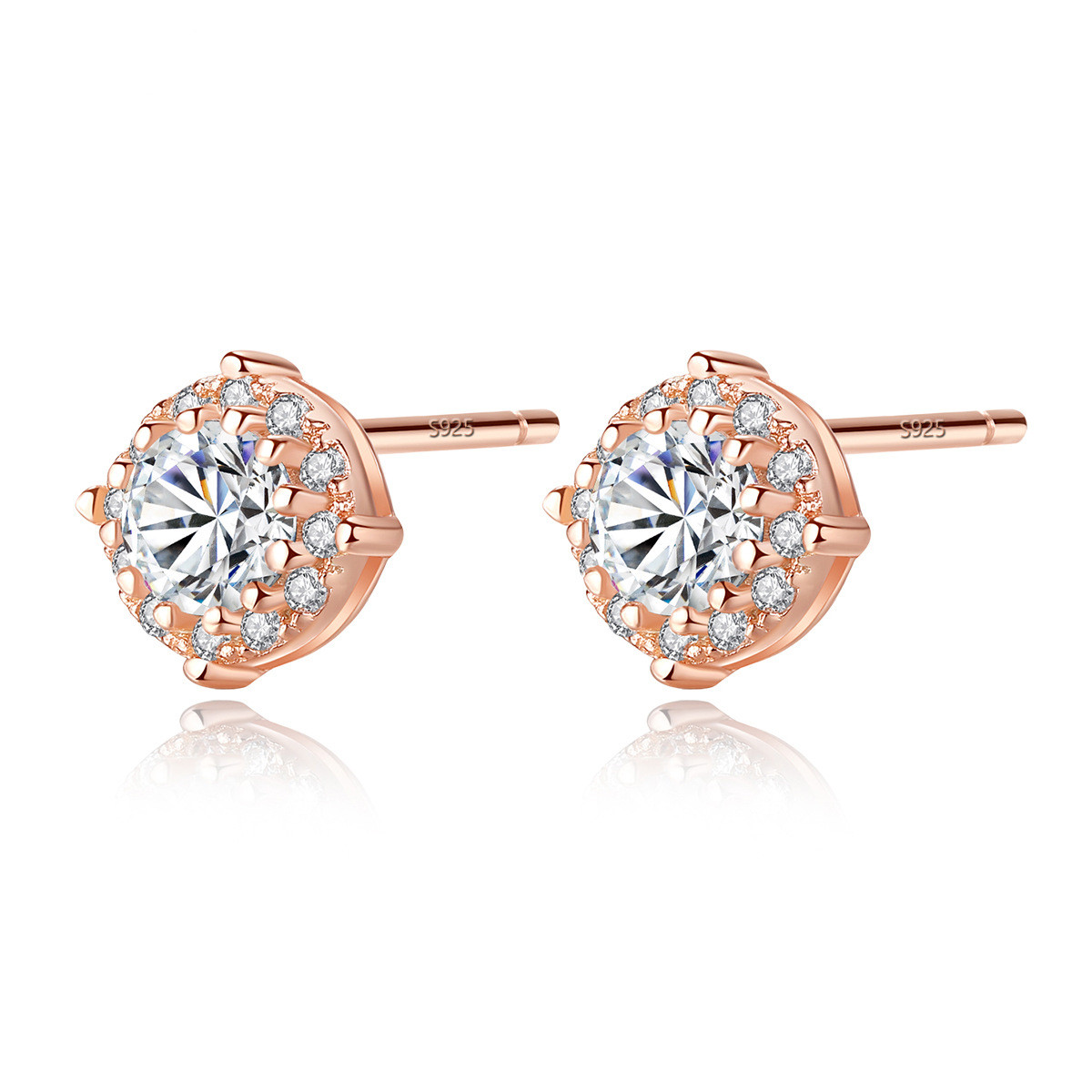Zircon Full Zirconium Flower Shaped Earrings