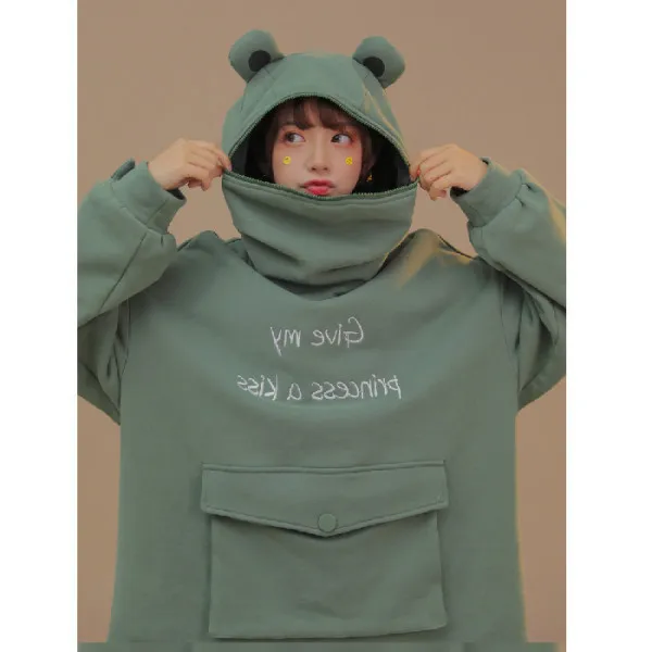 Frog Hooded Lazy Jacket Top Green - Shop at LoveMi