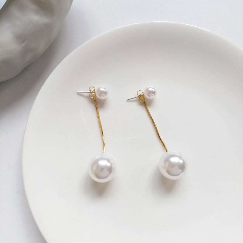 Silver Needle Elegant Baroque Temperament Simple Long Tassel Pearl Earrings Japanese And Korean Ladies Students