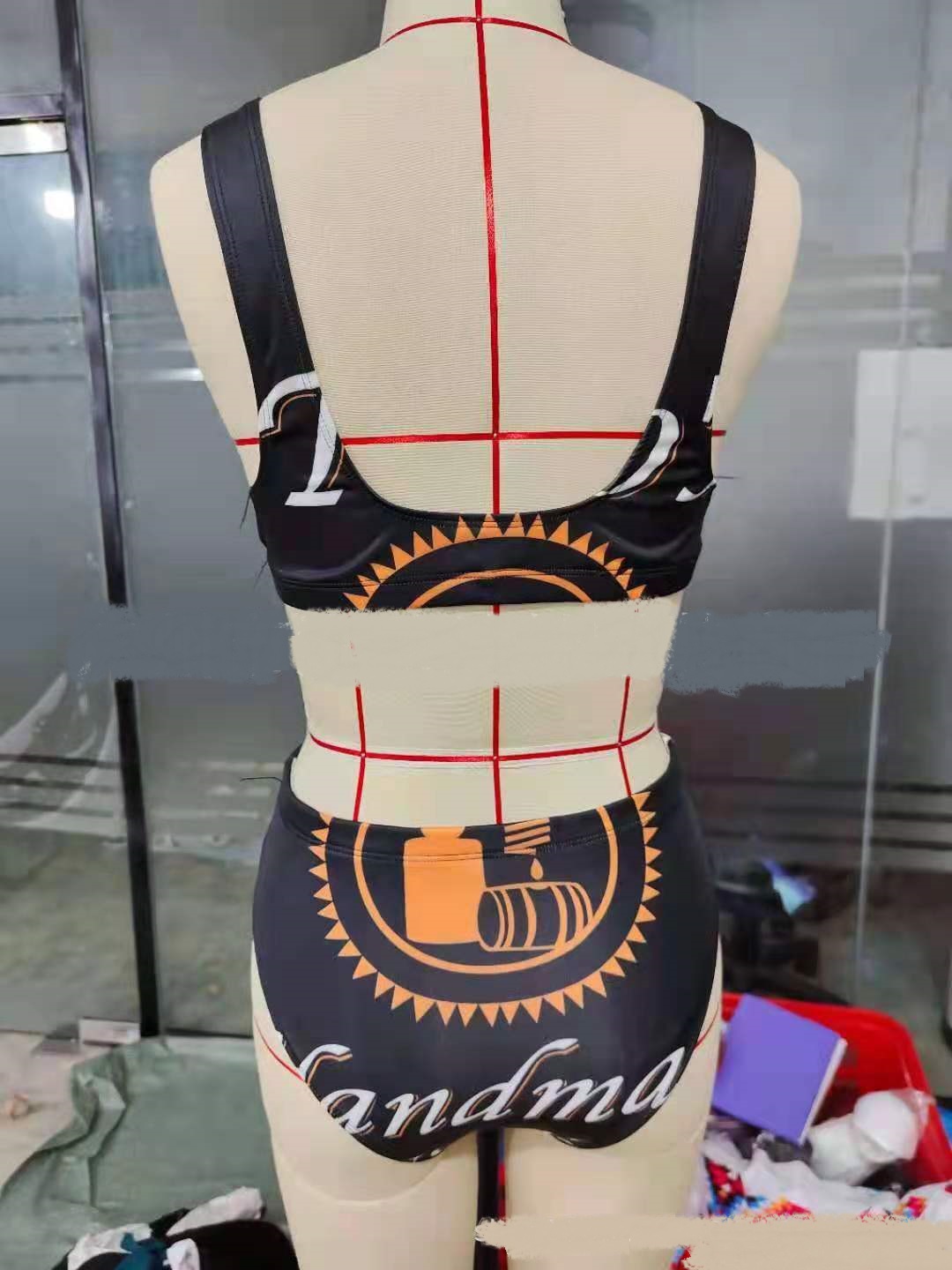 Printed High Waist Triangle Split Swimsuit With Chest Pad