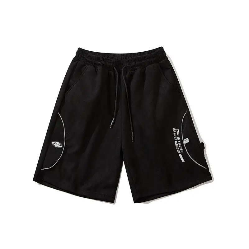 Printed Chinese Style Black Casual Hip-hop Trend Loose Five-point Pants