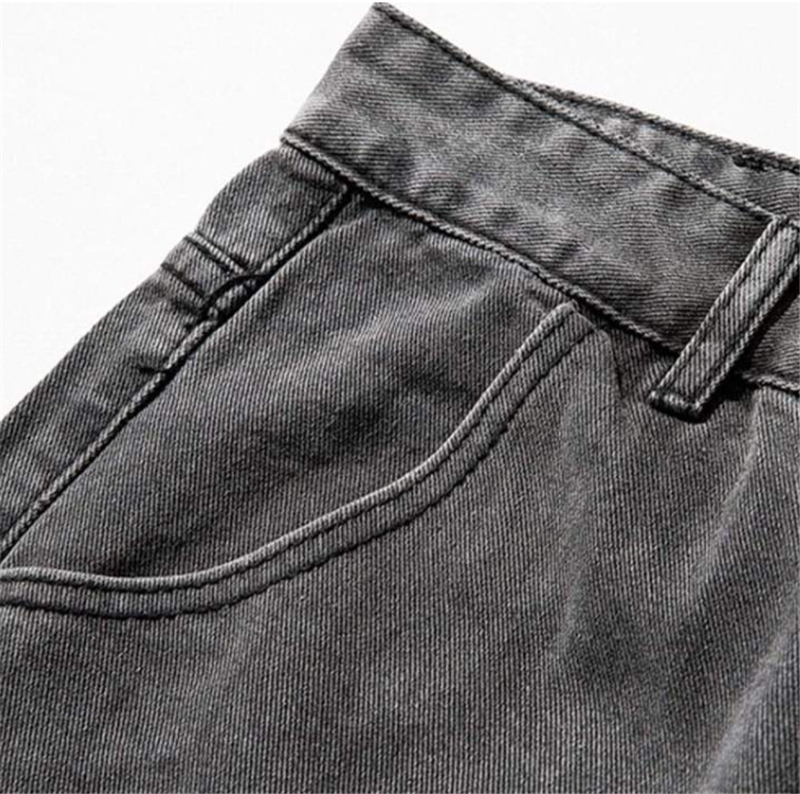 Simple Solid Color Wild Retro Distressed Straight Jeans