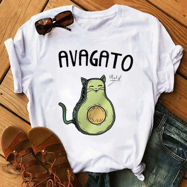 Ladies' New Avocado Print T Shirt Bottoming Shirt - Shop at LoveMi
