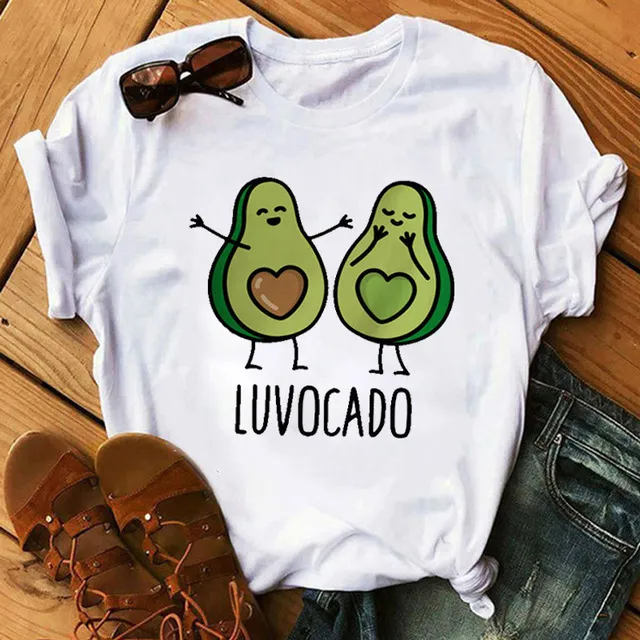 Ladies' New Avocado Print T Shirt Bottoming Shirt J - Shop at LoveMi