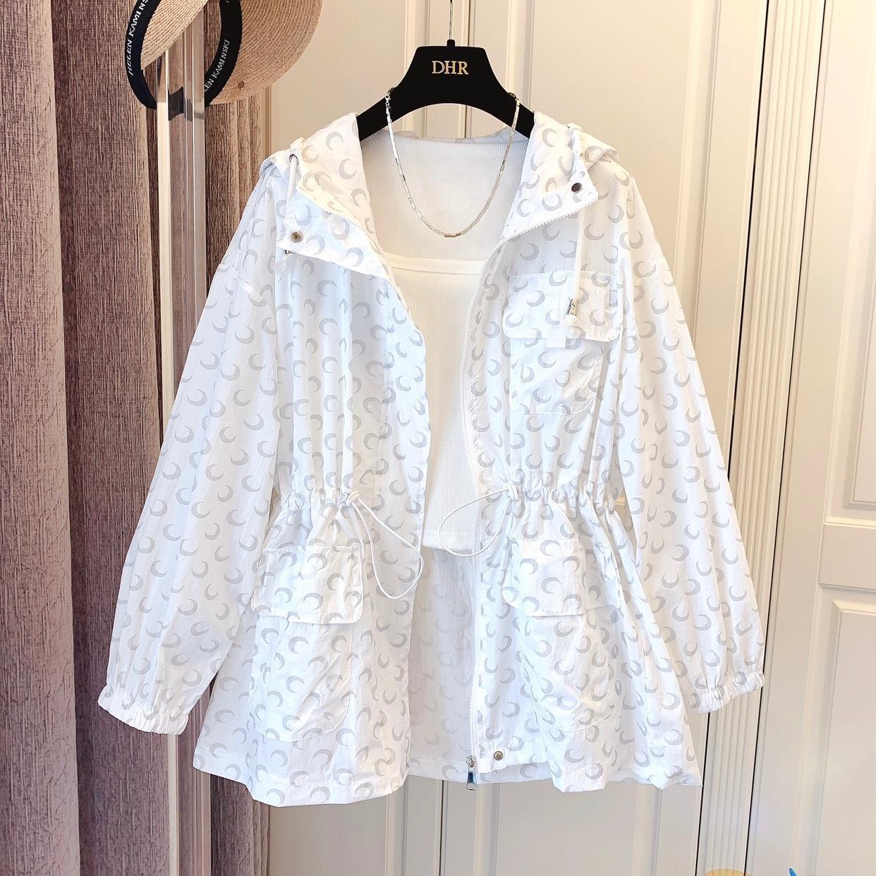 Casual Moon Reflective Mid-Length Sun Protection Shirt Cardigan Jacket