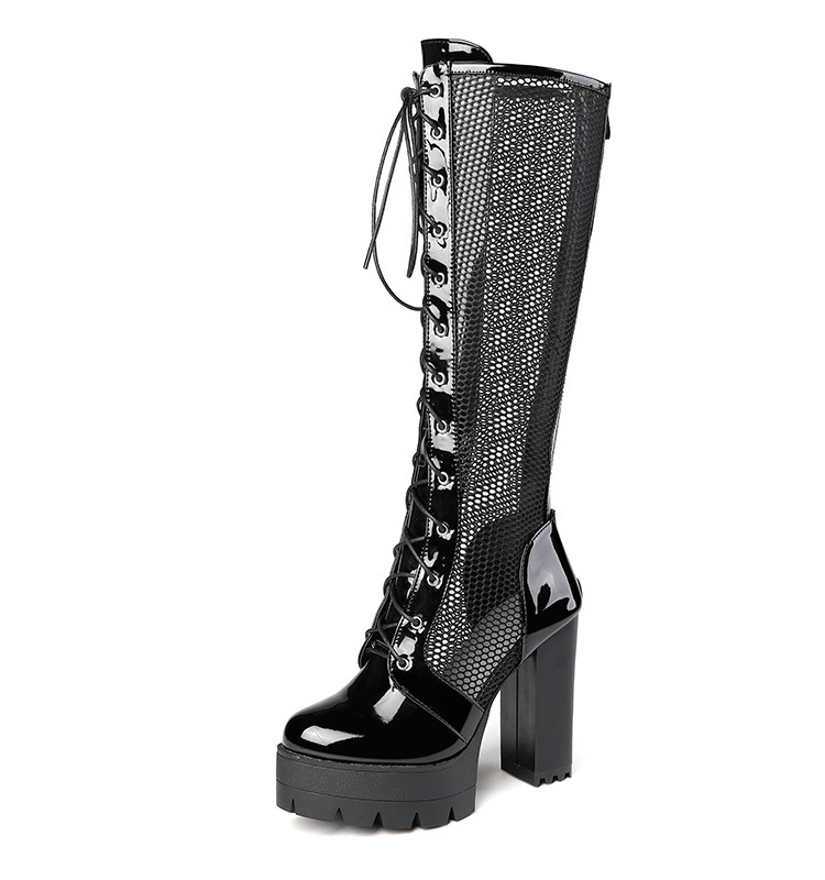 Title 2, Super High Heel Water Platform Cross Strap Mesh...