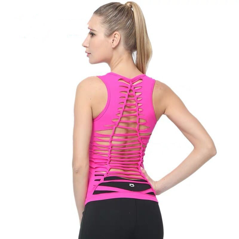 Professional Yoga Wear Vest With Chest Pad, Hollow, Quick-Drying And Breathable