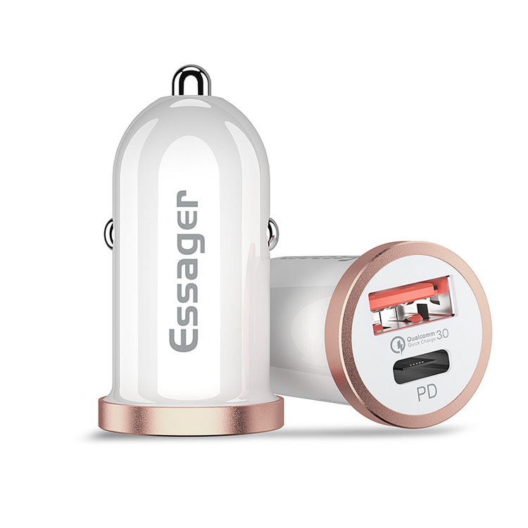 Dual QC3.0 car charger 30W whi