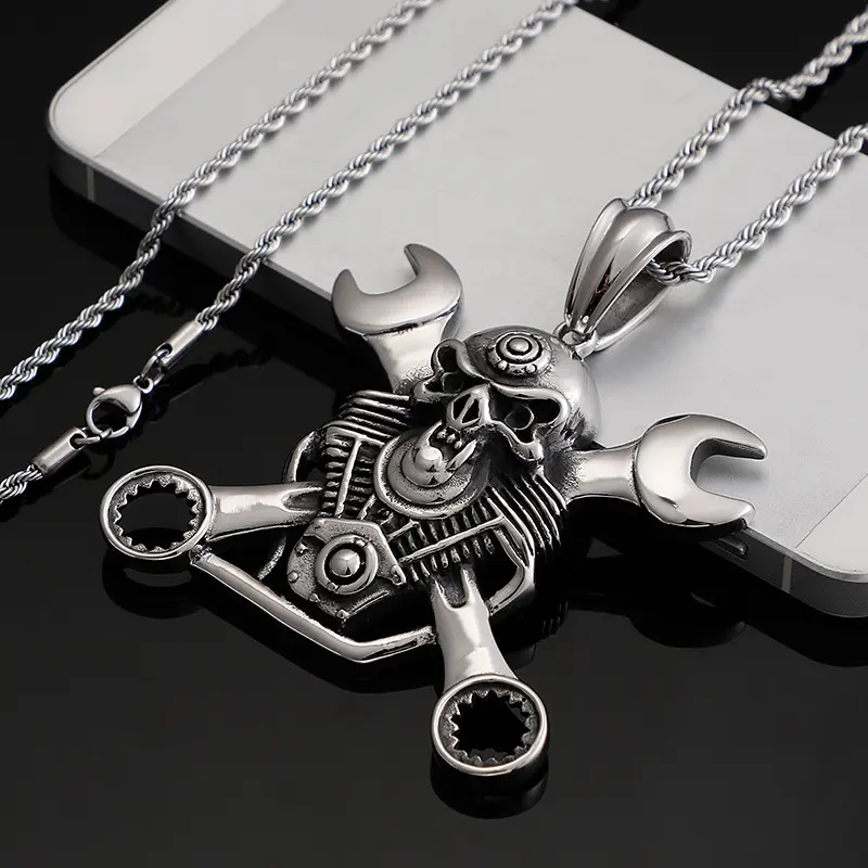 Stainless Steel Jewelry Titanium Wrench Pendant Mens Personality Punk