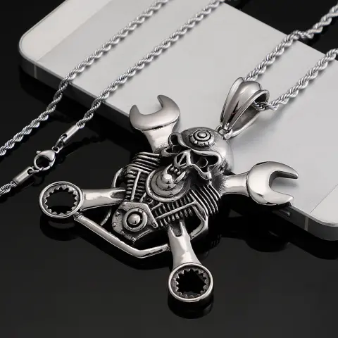 Stainless Steel Jewelry Titanium Wrench Pendant Mens Personality Punk