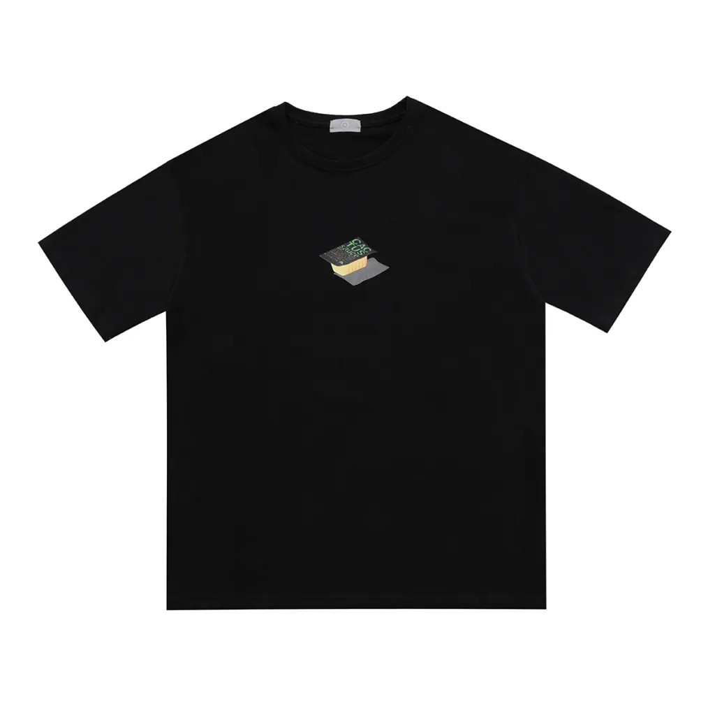 Hip Hop Rap Burger Fries Doll Print Short Sleeve Loose T-shirt Couple - Black