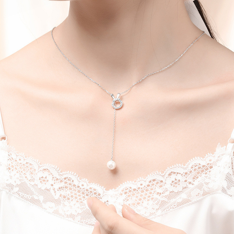 S925 Pearl Zircon Necklace Ins Female Rabbit