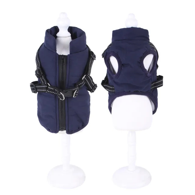 Pet Waistcoat Chest Strap Plus Velvet Thickening Autumn And Winter Traction Feet Warm Clothing Navy - Shop at LoveMi