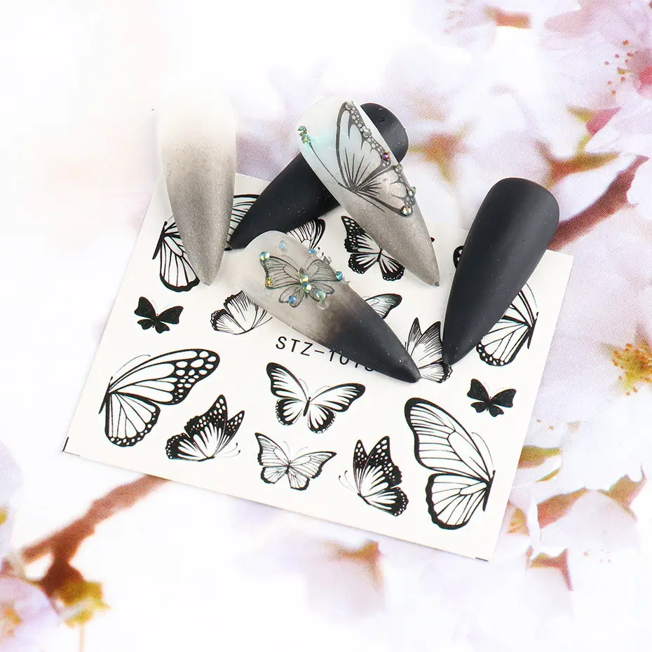 Nail Art Sticker Retro Watercolor Big Butterfly Watermark