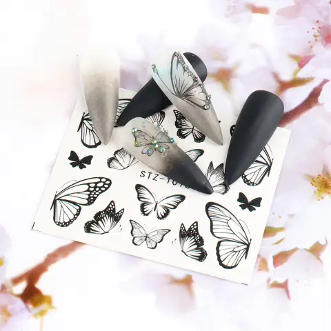 Nail Art Sticker Retro Watercolor Big Butterfly Watermark