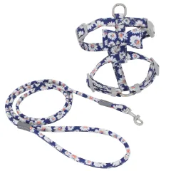 Japanese Style Printed Cat Traction Rope Anti-Break Away Cat Rope Comfortable Pet Chest Harness Set - No. 5Color - View 1