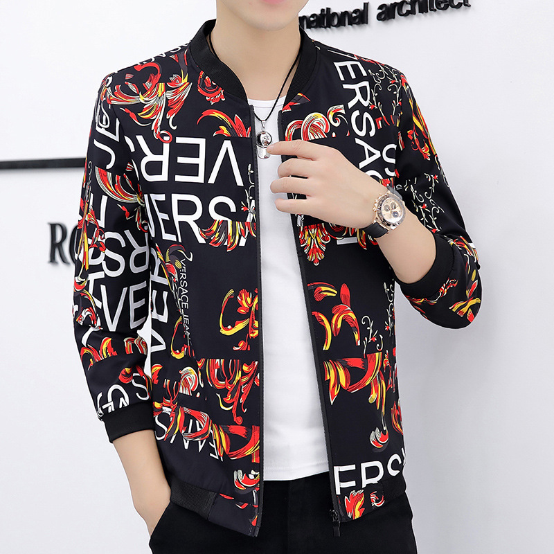 New Style Men's Jacket Casual City Print Baseball Uniform