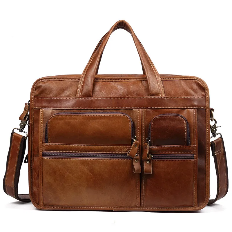 Casual Retro Leather Men's Briefcase Handbag - Brown