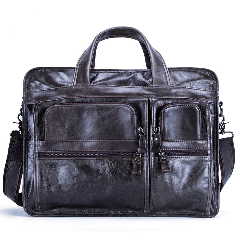 Casual Retro Leather Men's Briefcase Handbag Black - Shop at LoveMi