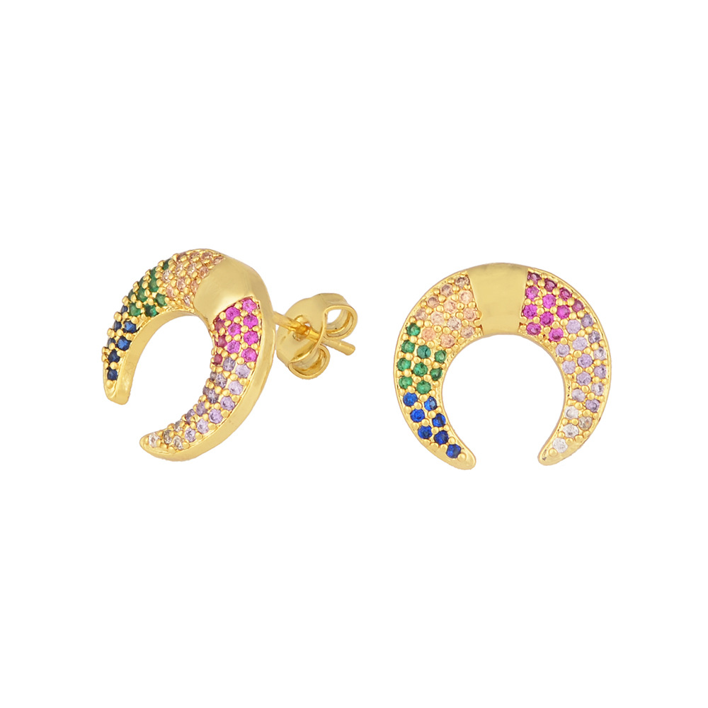 Cailuo Christmas Tree Angel Moon Stud Earrings