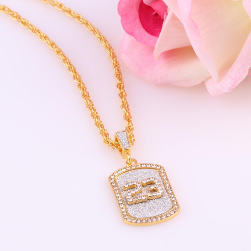 Fashion New European And American Hiphop Hip-Hop Diamond Glitter 23 Military Brand Necklace