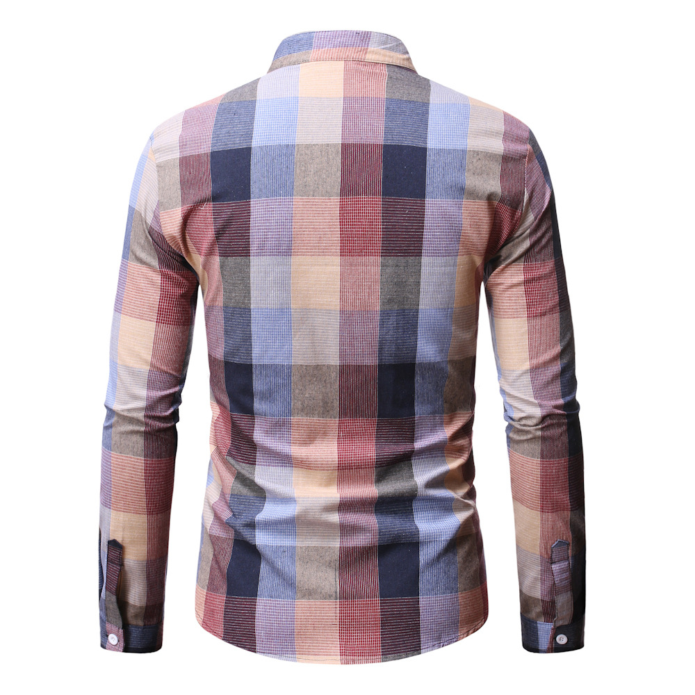 Men's Stand-collar Plaid Bottoming Shirt