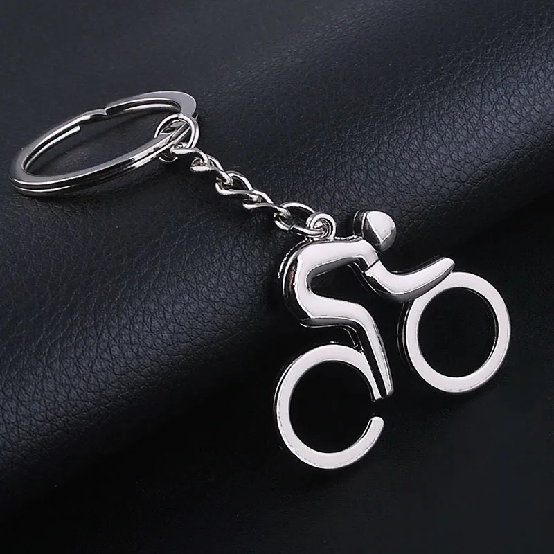 Metal Hollow Pendant New Bicycle Enthusiast Keychain - Silver