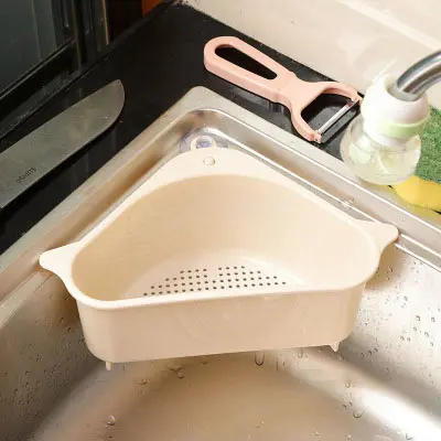 Kitchen Sink Triangle Drain Basket Suction Cup Type Vegetable