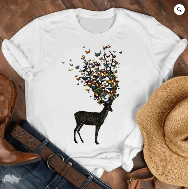 Loose Large Fashion Butterfly T Shirt Personality Trend Bottoming Shirt - Shop at LoveMi