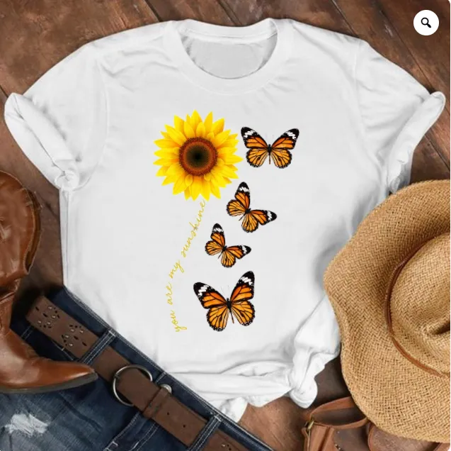 Loose Large Fashion Butterfly T Shirt Personality Trend Bottoming Shirt - Shop at LoveMi