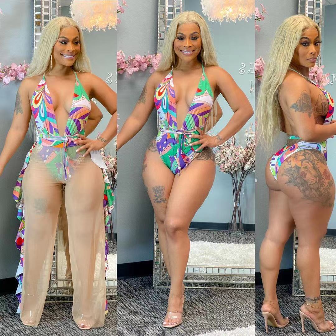 Ladies Fashion Simple Fungus Trousers Swimsuit Suit