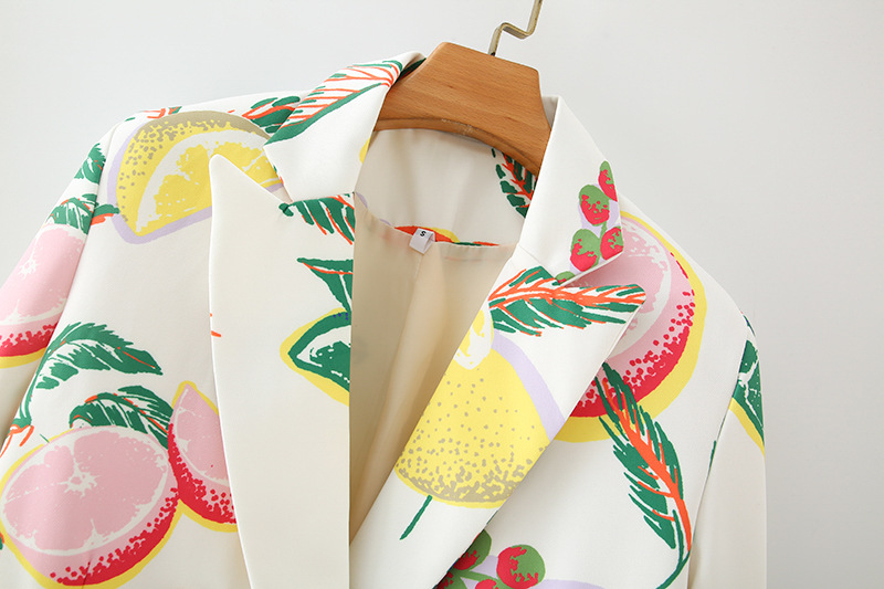 European And American Women'S Autumn New Fruit Print Suit Jacket