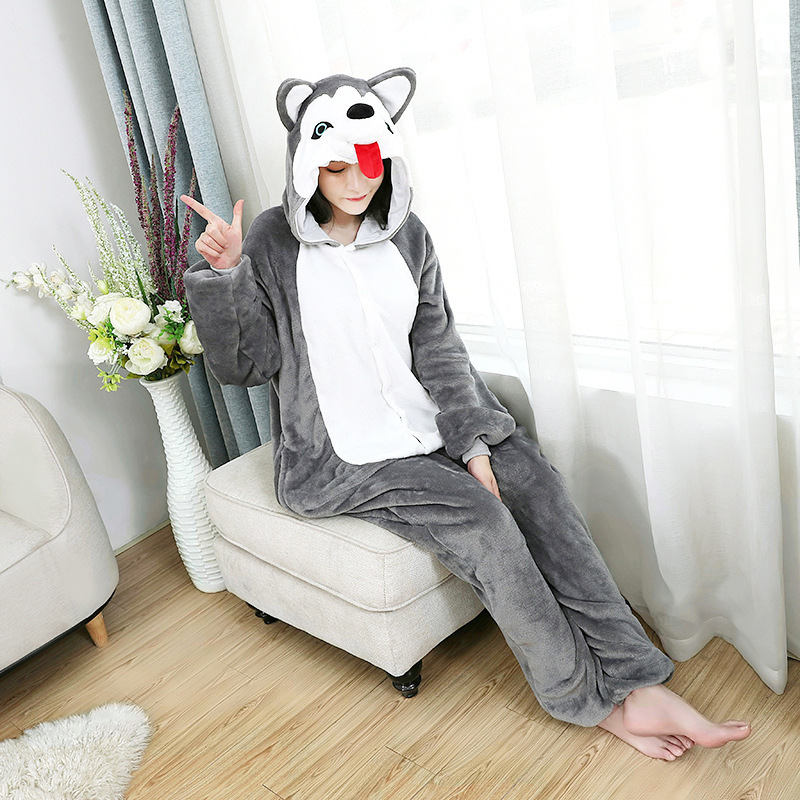 Title 4, One-piece Pajamas Cute Tongue Husky Men And Women