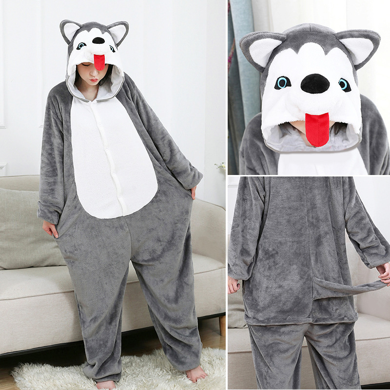 Title 1, One-piece Pajamas Cute Tongue Husky Men And Women