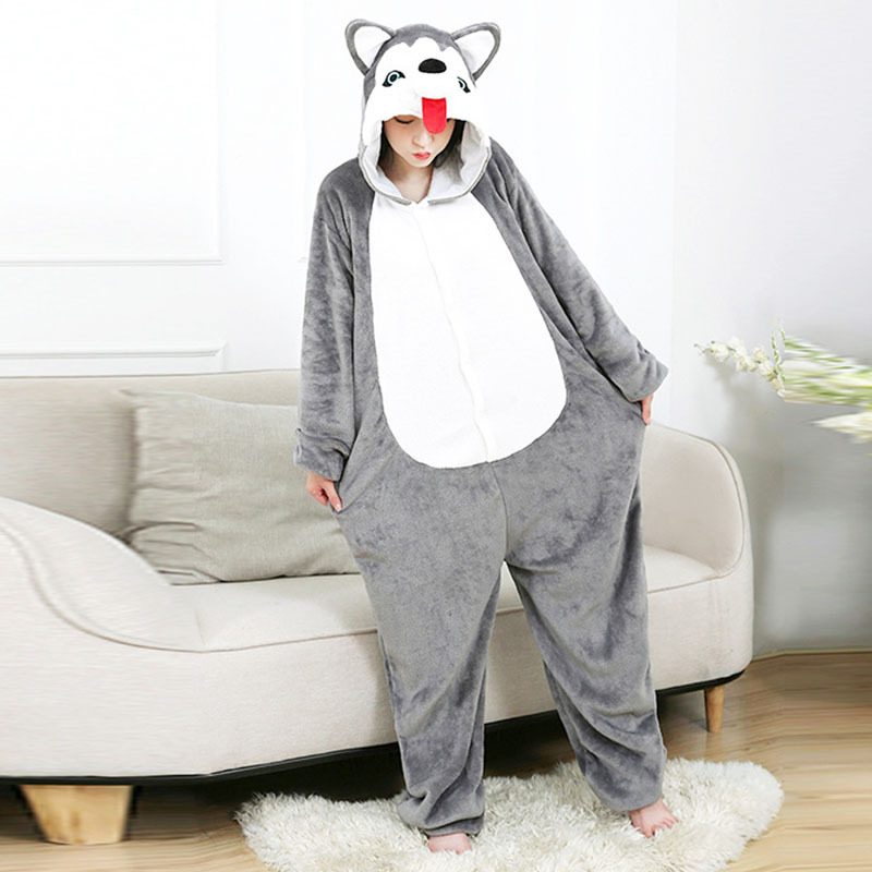 Title 3, One-piece Pajamas Cute Tongue Husky Men And Women