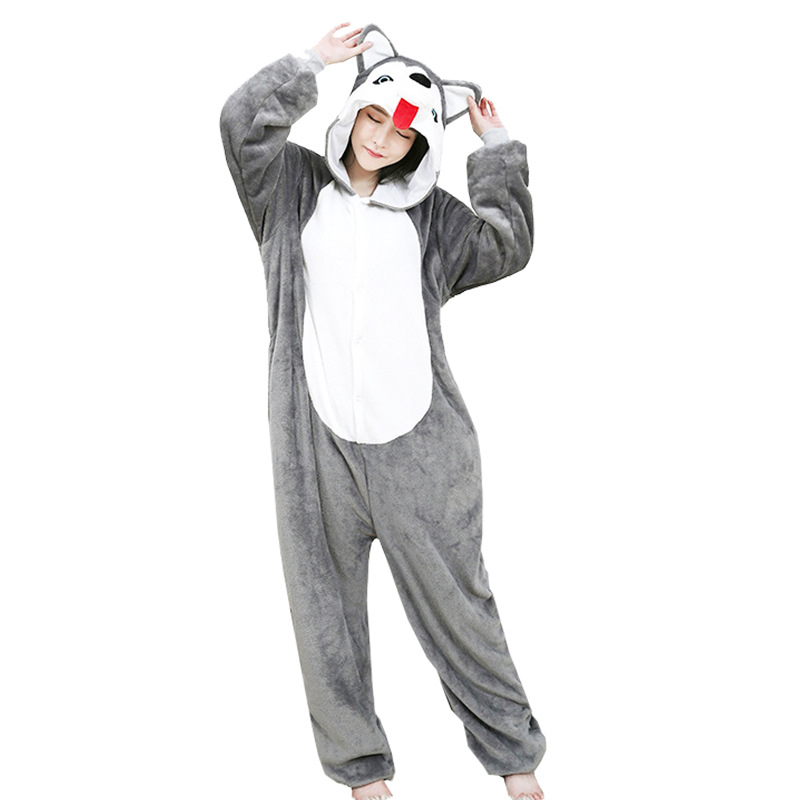 Title 2, One-piece Pajamas Cute Tongue Husky Men And Women