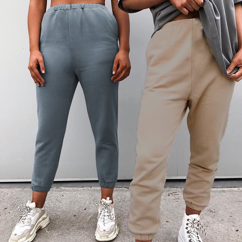 Trendy Basic Earth Color Casual Sweatpants And Drawstring Pants