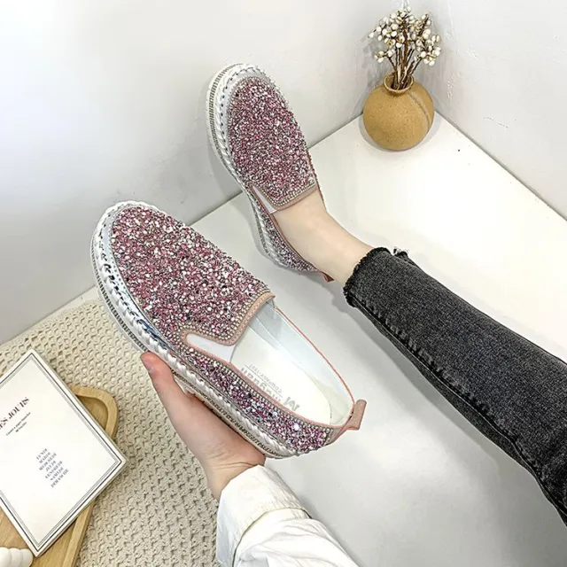 A Pedal Platform Platform Loafers With Rhinestones Pink - Shop at LoveMi