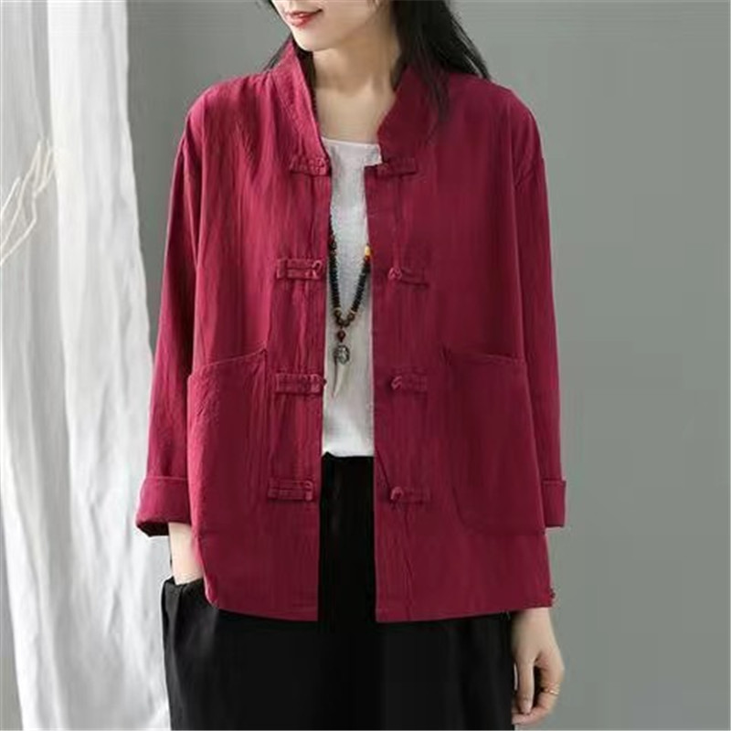 Casual Retro Buttoned Cotton And Linen Cardigan Shirt Jacket