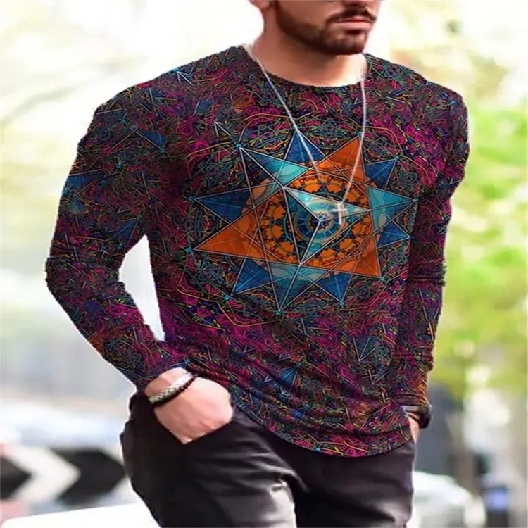 Fashion Casual Simple Printed Round Neck Long-sleeved T-shirt